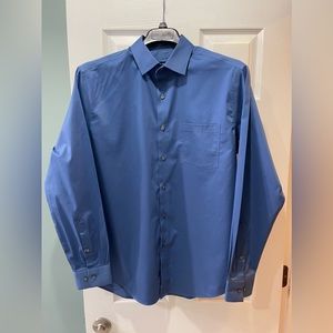 Van Heusen Men’s Large Button Up Long Sleeve Ultra Wrinkle Free Shirt Blue